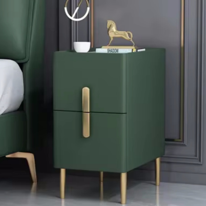 Solid Wood Nightstand 2 Drawers - Solid Color Wooden 2 Drawer Narrow