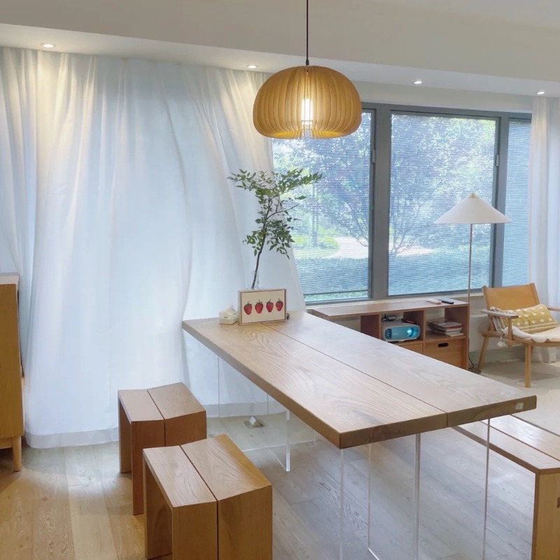 Nordic Solid Wood Acrylic Floa - Bedroom Furniture ulasan dan harga