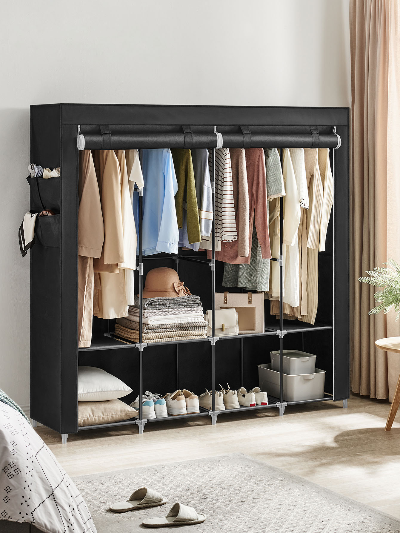 Portable Closet, Wardrobe Clos - Wardrobe Closet Portable Fabric Cover ulasan dan harga