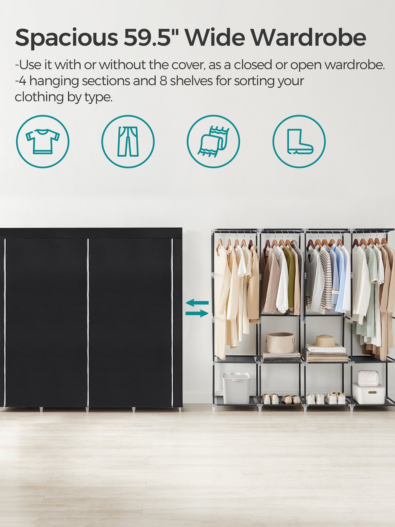 Portable Closet, Wardrobe Clos - Wardrobe Closet Portable Fabric Cover ulasan dan harga
