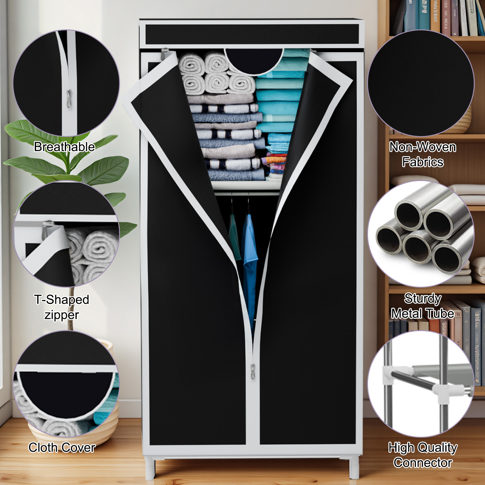 Portable Fabric Wardrobe Close - Wardrobe Closet Portable Fabric Cover ulasan dan harga