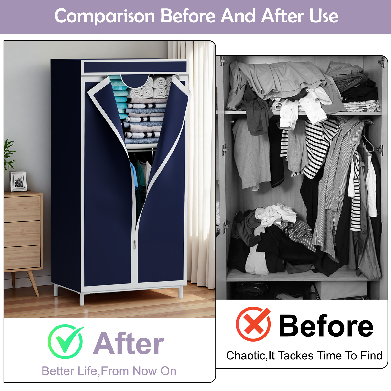 Portable Fabric Wardrobe Close - Wardrobe Closet Portable Fabric Cover ulasan dan harga