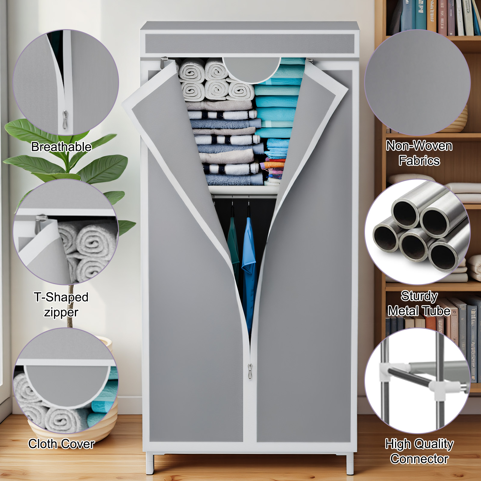 Portable Fabric Wardrobe Close - Wardrobe Closet Portable Fabric Cover ulasan dan harga