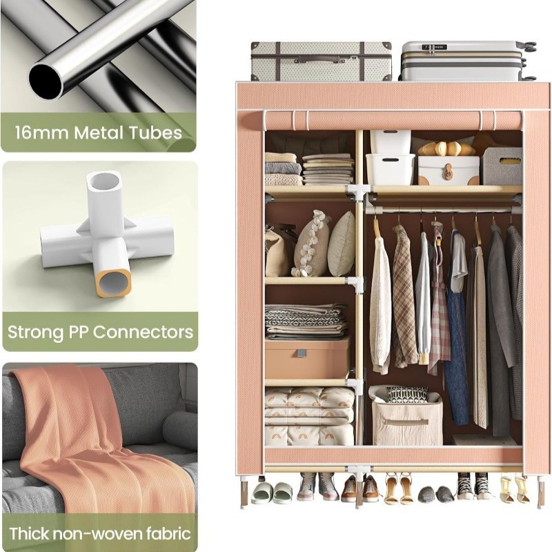 Portable Wardrobe, Freestandin - Wardrobe Closet Portable Fabric Cover ulasan dan harga