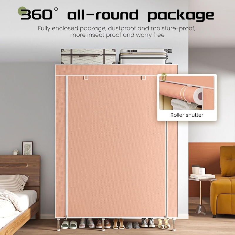 Portable Wardrobe, Freestandin - Wardrobe Closet Portable Fabric Cover ulasan dan harga