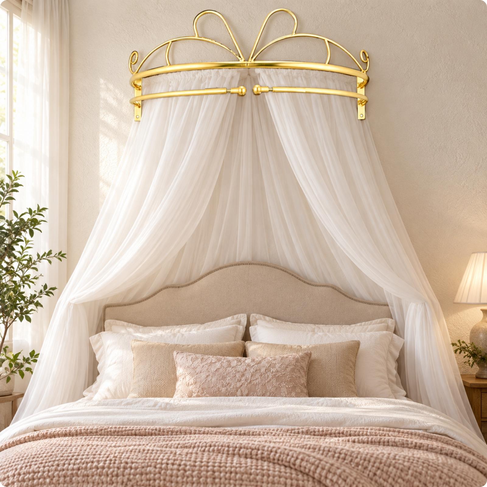 Gold Metal Wall Mounted Bed Ca - Canopy Bed Frame Metal Queen ulasan dan harga