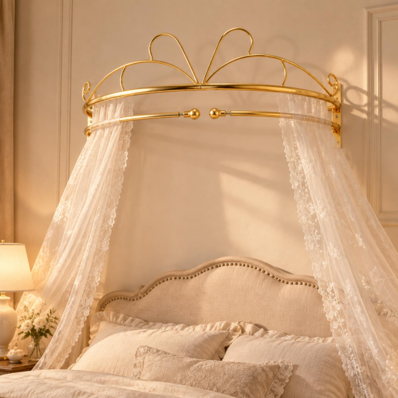 Gold Metal Wall Mounted Bed Ca - Canopy Bed Frame Metal Queen ulasan dan harga