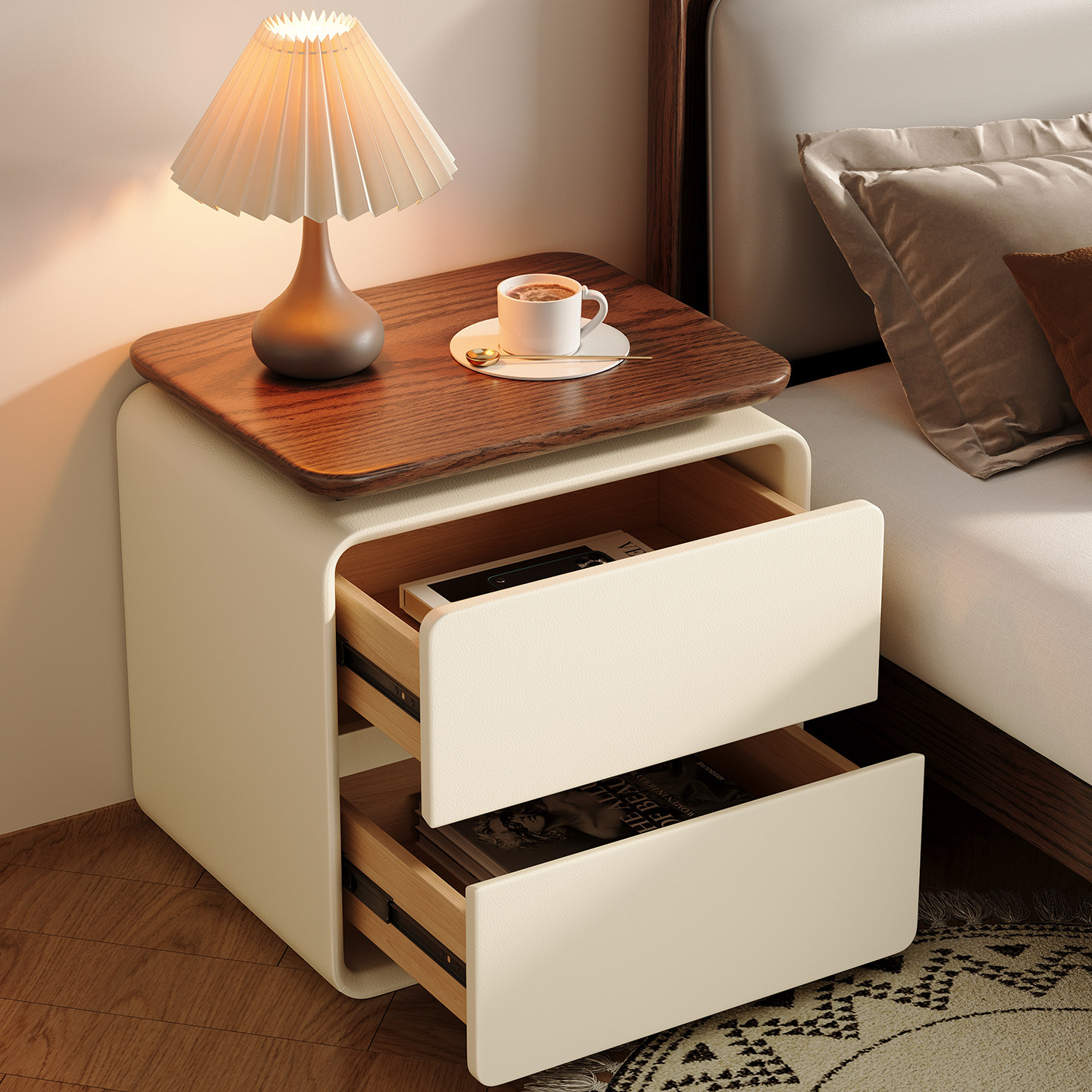 Modern Minimalist 2-drawer Cat - Solid Wood Nightstand 2 Drawers ulasan dan harga