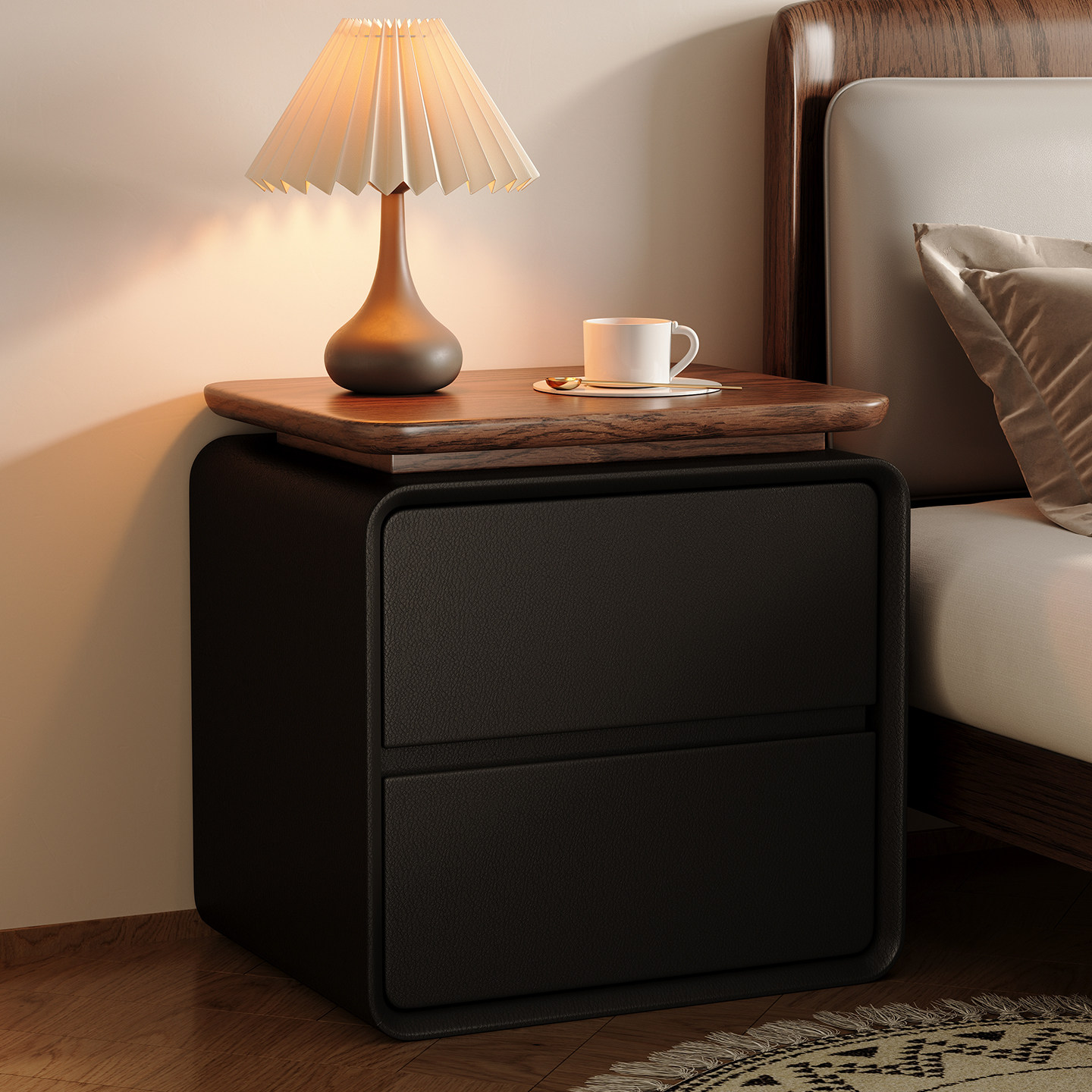 Modern Minimalist 2-drawer Cat - Solid Wood Nightstand 2 Drawers ulasan dan harga