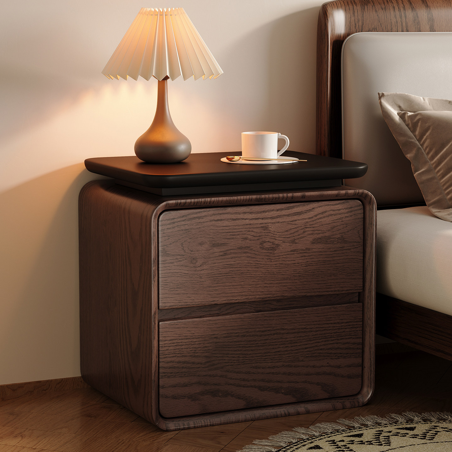 Modern Minimalist 2-drawer Cat - Solid Wood Nightstand 2 Drawers ulasan dan harga