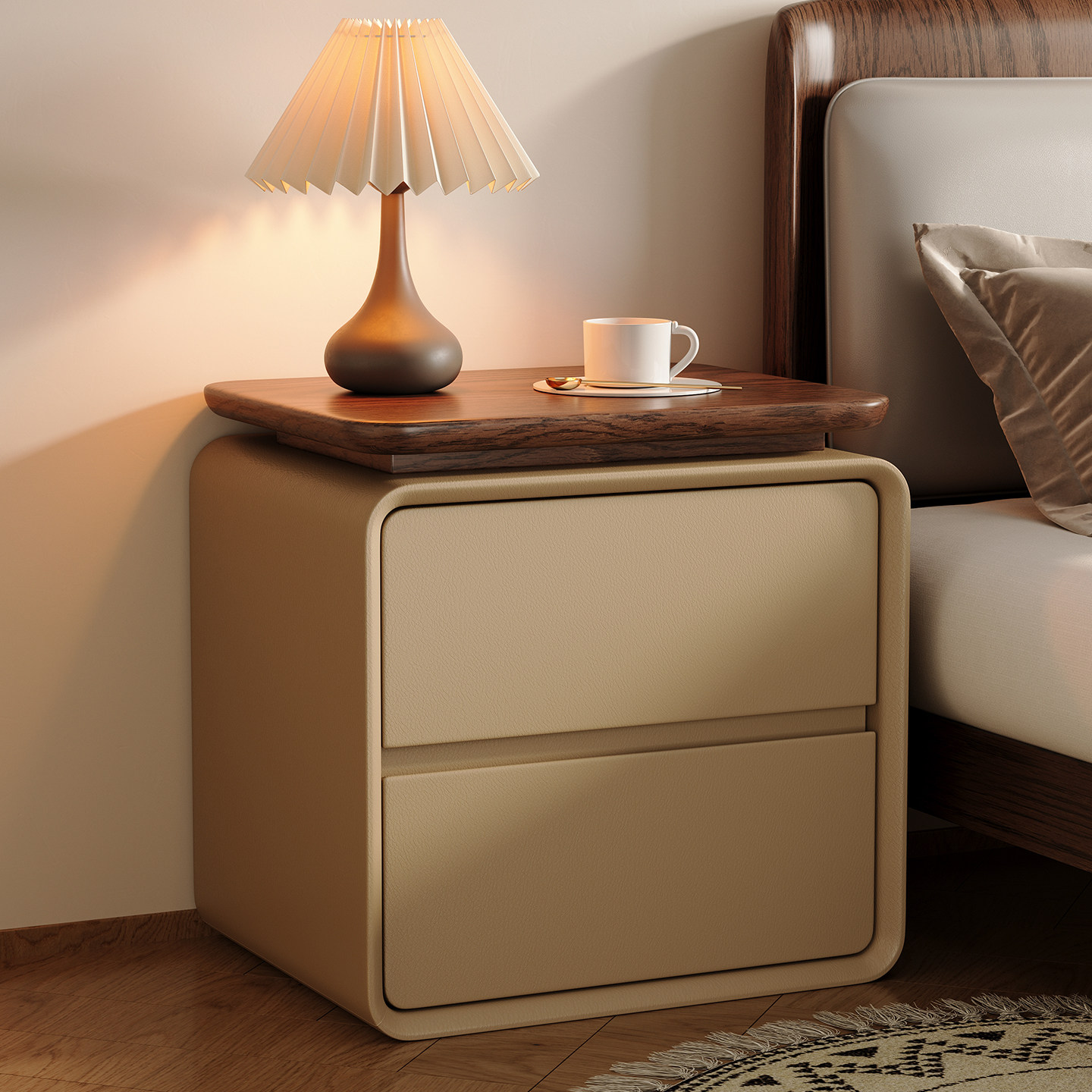 Modern Minimalist 2-drawer Cat - Solid Wood Nightstand 2 Drawers ulasan dan harga