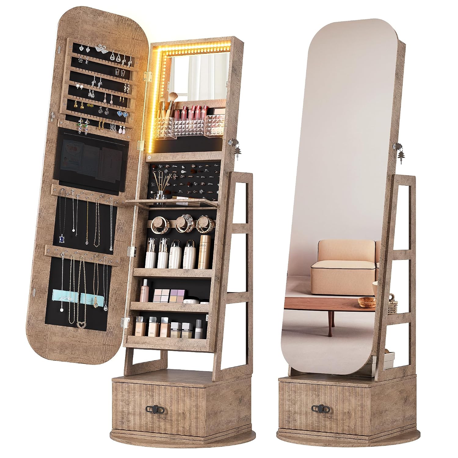 360 Swivel Jewelry Armoire Org - Full Length Mirror Jewelry Armoire ulasan dan harga