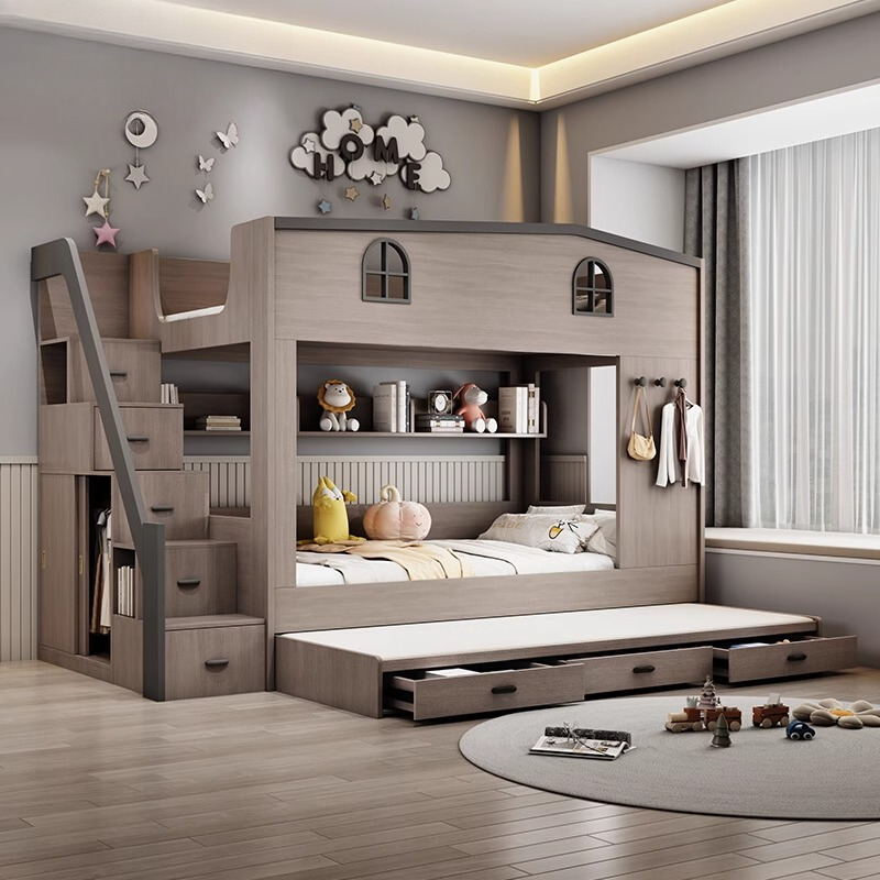 Nordic Double Decker Kids Beds - Bunk Bed With Stairs And Slide ulasan dan harga