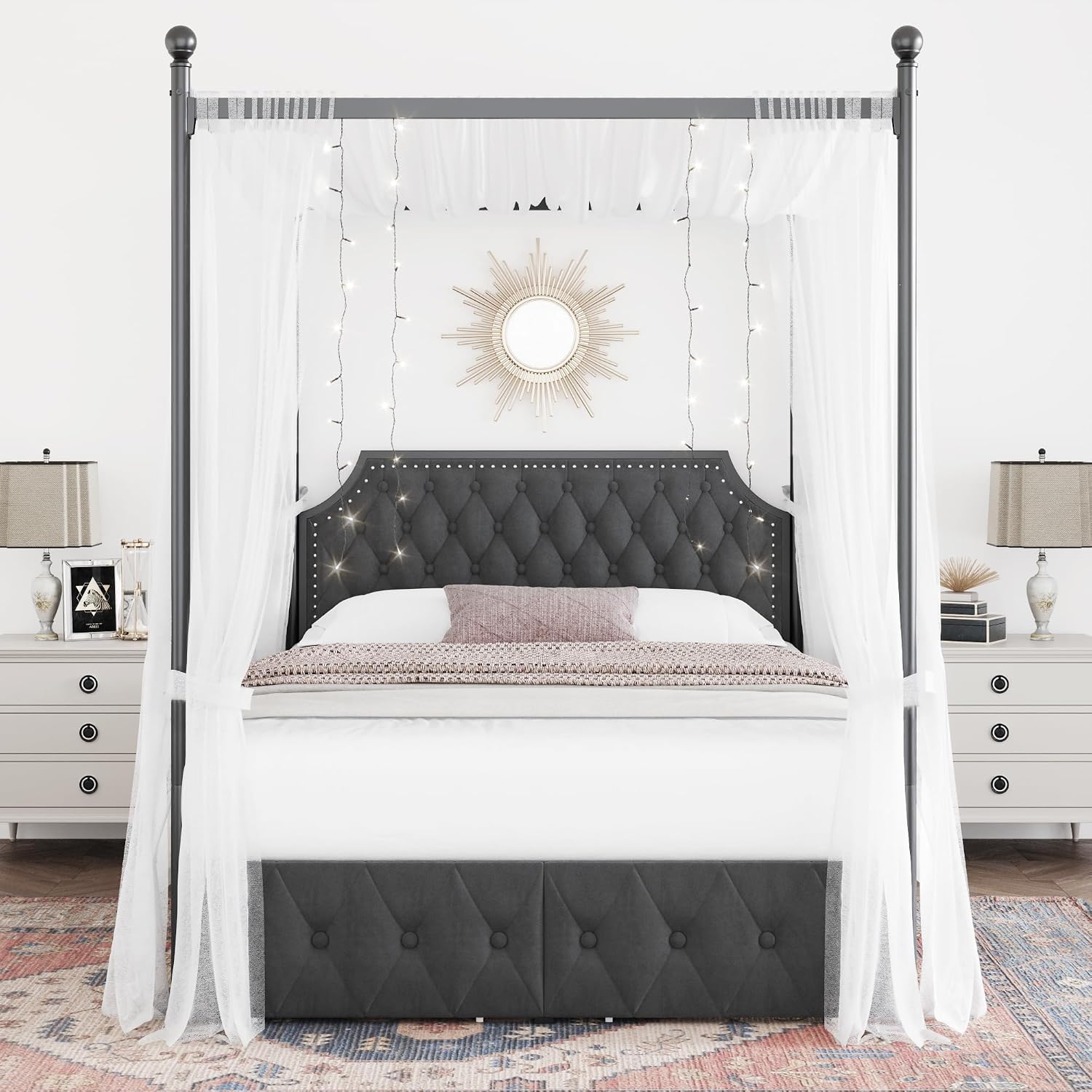 Queen Canopy Bed Frame with St - Canopy Bed Frame Metal Queen ulasan dan harga