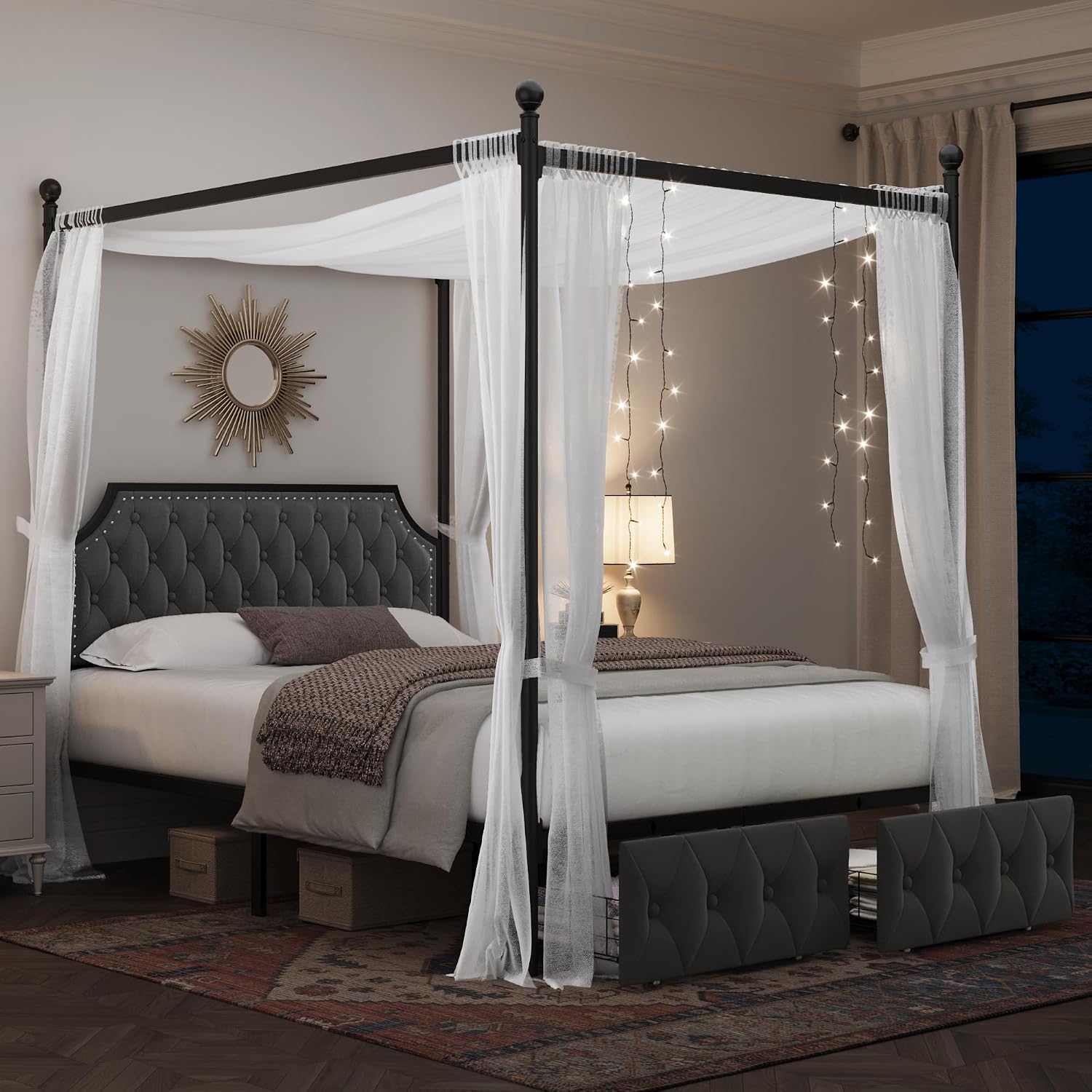 Queen Canopy Bed Frame With St - Canopy Bed Frame Metal Queen ulasan dan harga
