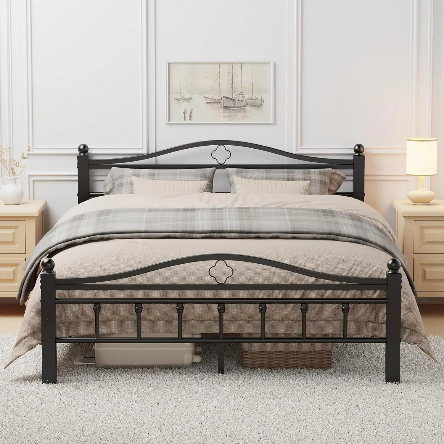 Queen Metal Bed Frame with Hea - Canopy Bed Frame Metal Queen ulasan dan harga