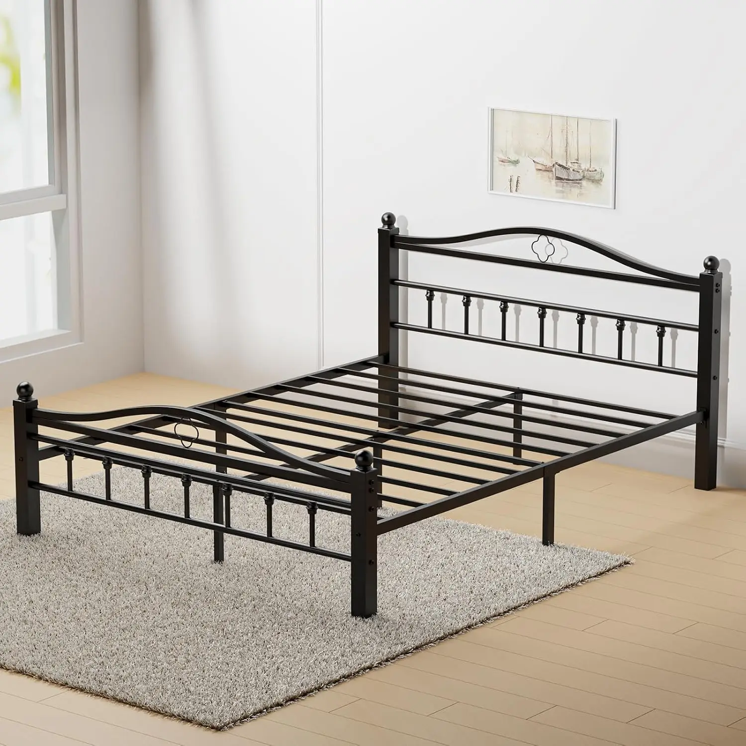 Queen Metal Bed Frame with Hea - Canopy Bed Frame Metal Queen ulasan dan harga