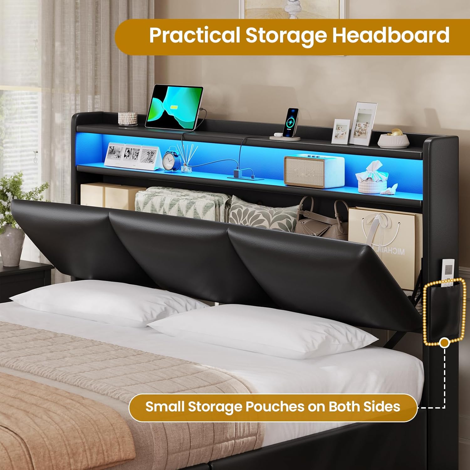 Queen Bed Frame with Storage H - Canopy Bed Frame Metal Queen ulasan dan harga