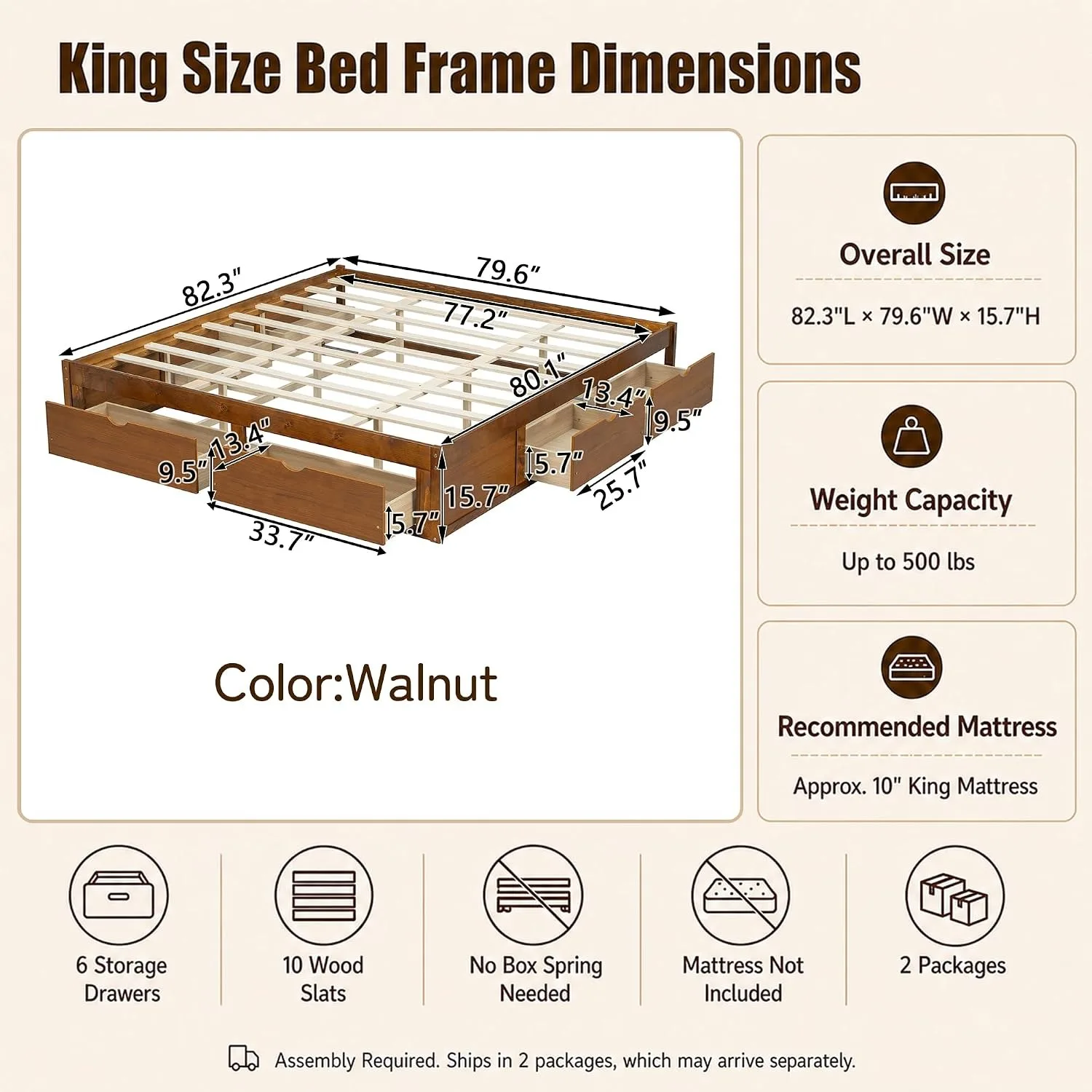 Minimalist Pine Wood Platform  - King Size Bed Frame With Storage Drawers ulasan dan harga