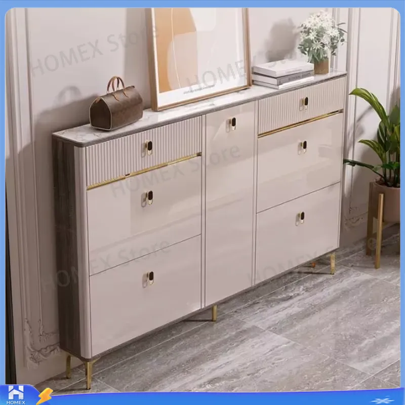 Waterproof Shoe Cabinet with S - Shoe Rack Cabinet Narrow Entryway ulasan dan harga