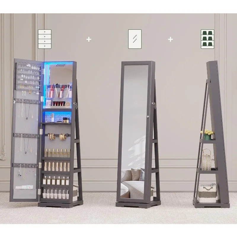 LED Jewelry Armoire with Full  - Full Length Mirror Jewelry Armoire ulasan dan harga