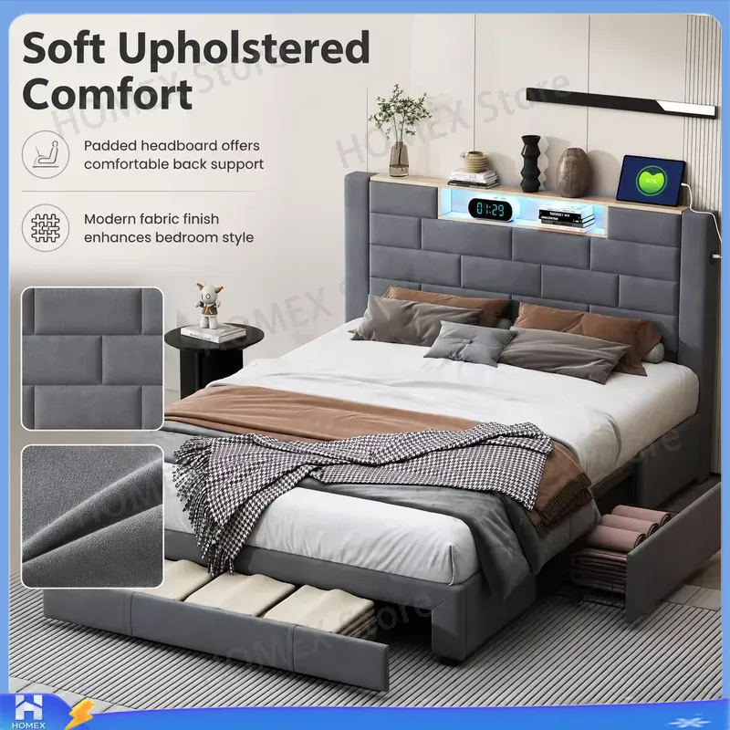 5FT Double Bed Frame with Stor - Gas Lift Storage Bed Hydraulic ulasan dan harga
