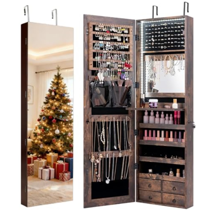 47 LED Jewelry Armoire for bed - Full Length Mirror Jewelry Armoire ulasan dan harga