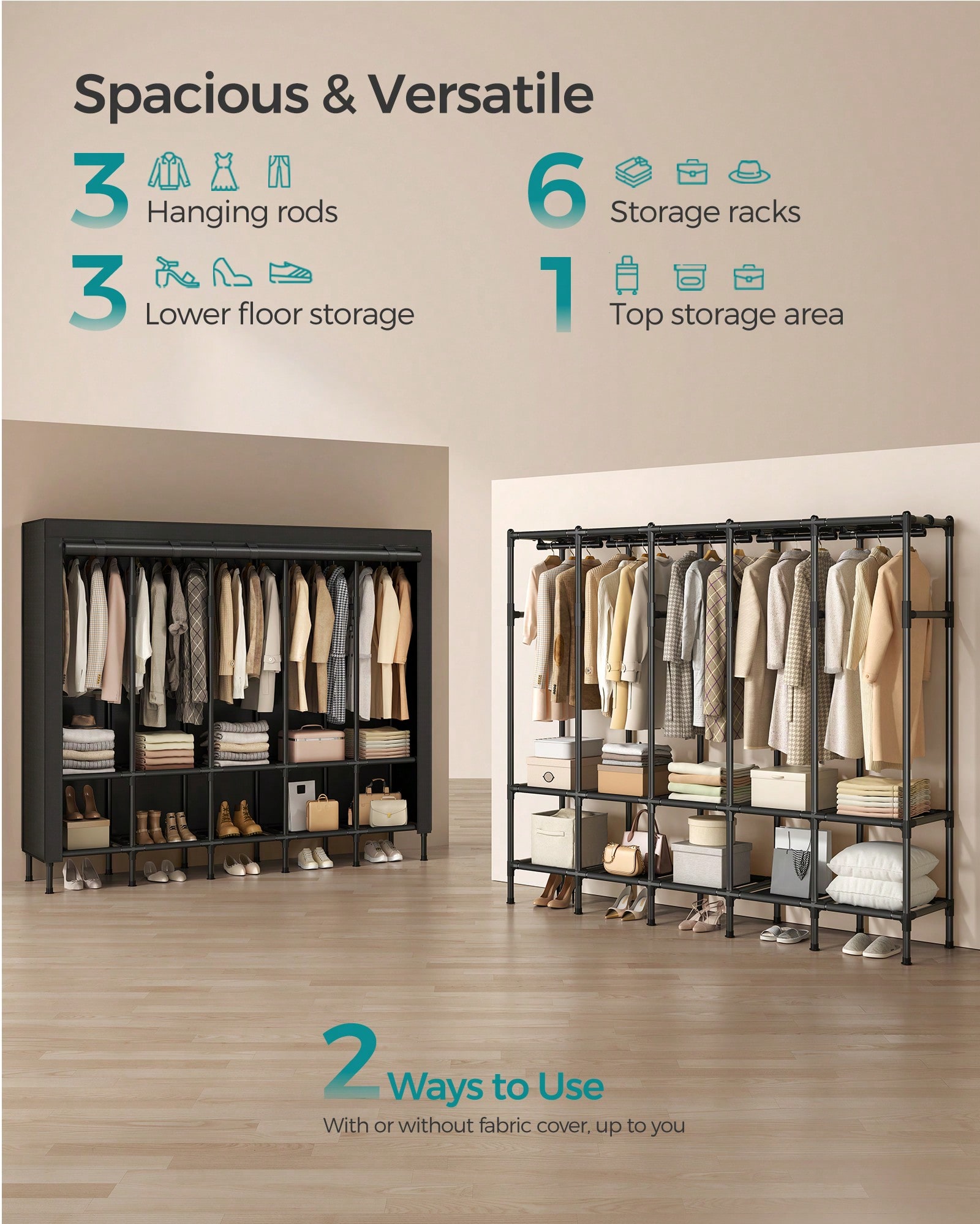 Heavy Duty Portable Wardrobe C - Wardrobe Closet Portable Fabric Cover ulasan dan harga