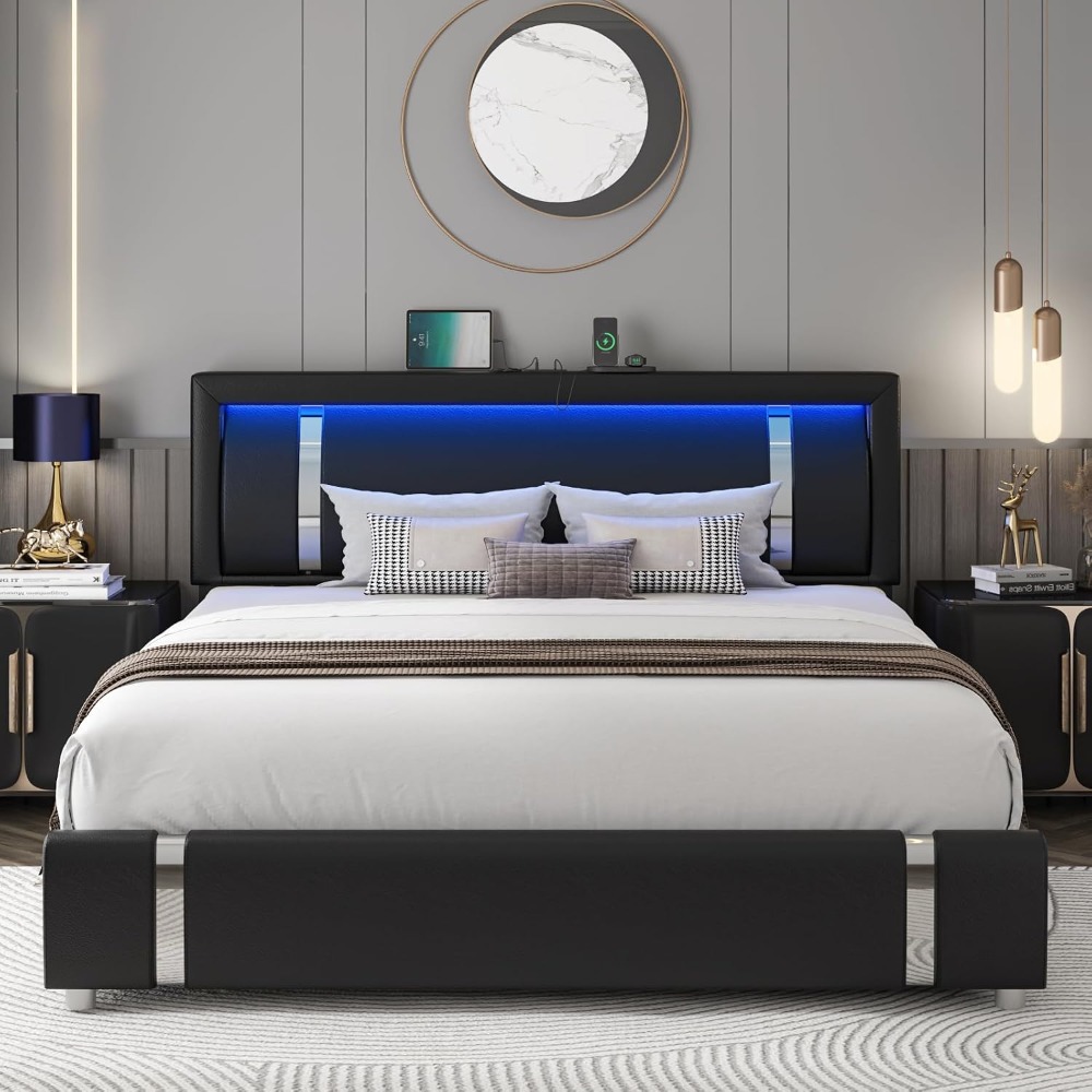 Queen Size Modern Upholstered  - Canopy Bed Frame Metal Queen ulasan dan harga