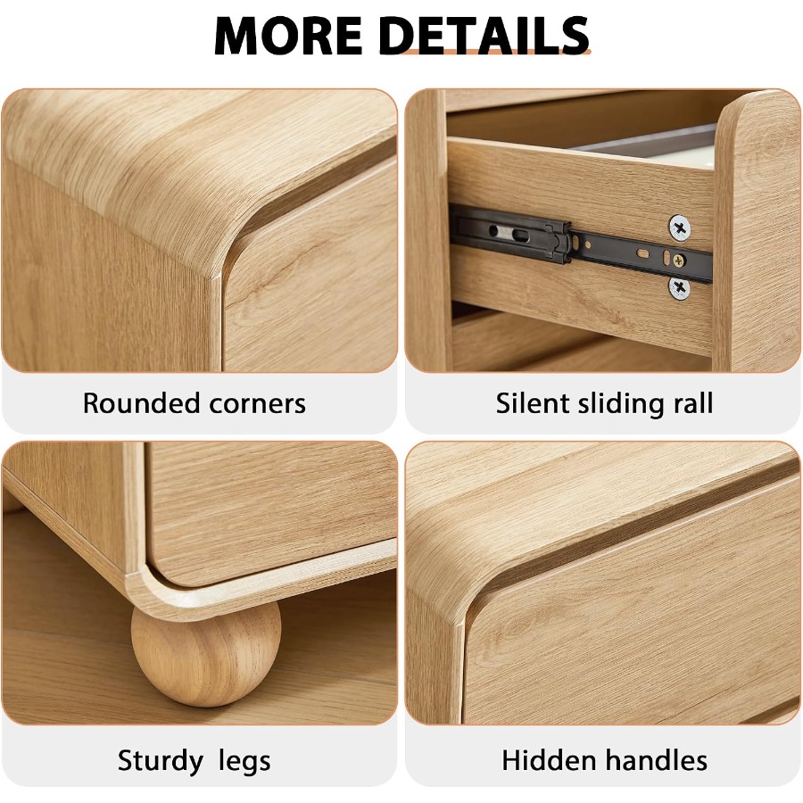 Small Night Stand with 2 Drawe - Solid Wood Nightstand 2 Drawers ulasan dan harga